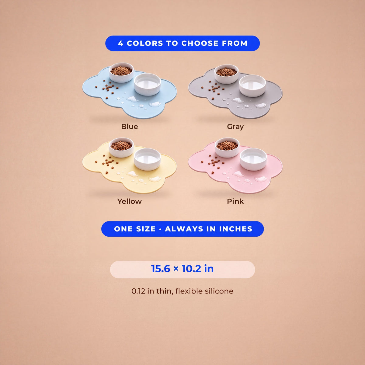 Cloud Silicone Feeding Mat - size guide blueprint
