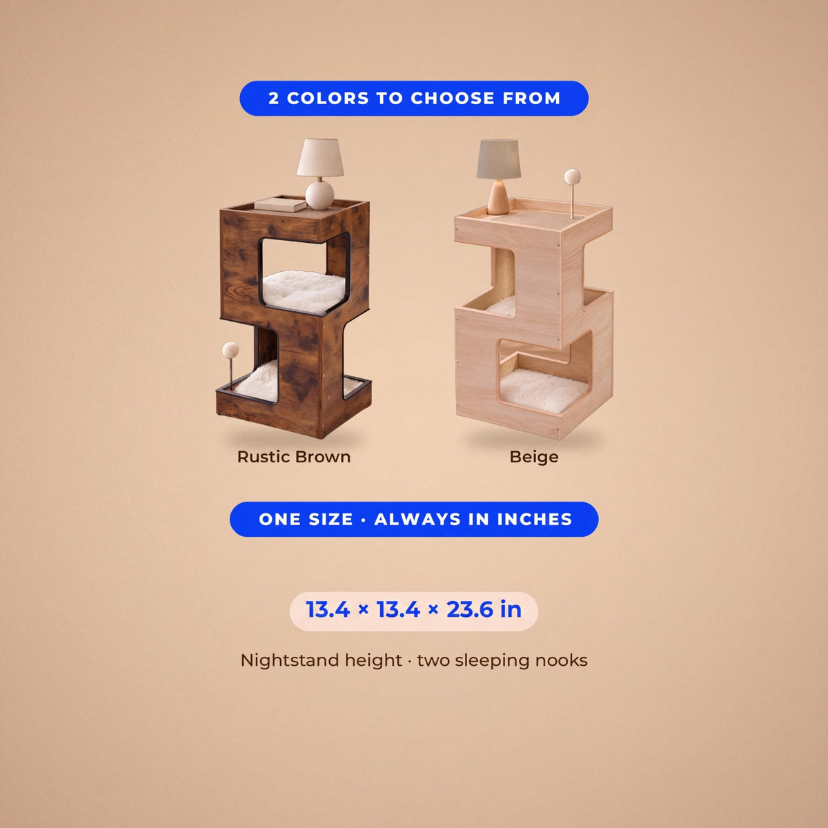 Nightstand Cat Condo - size guide blueprint
