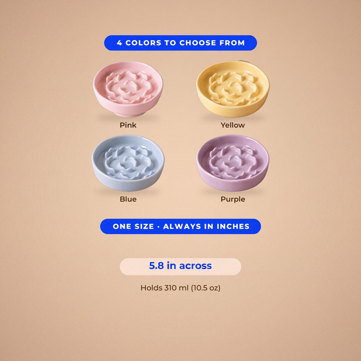 Bloom Slow Feeder Bowl - size guide blueprint