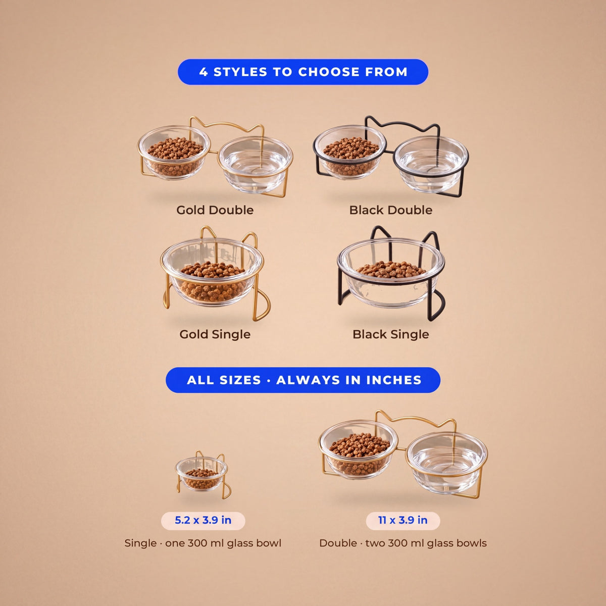 Gleam Glass Bowl Stand - size guide blueprint