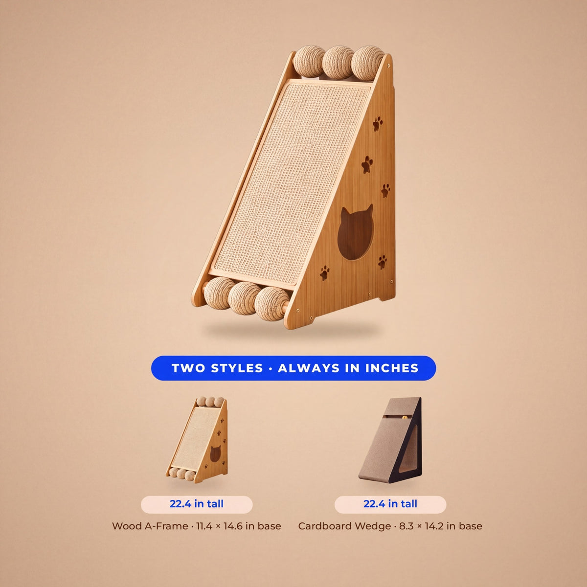 Peak A-Frame Scratcher - size guide blueprint
