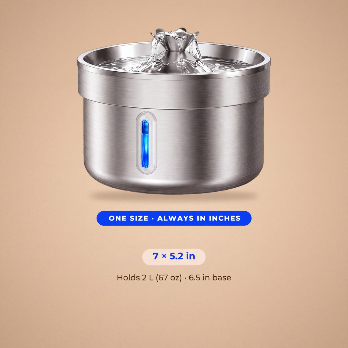 Ripple Steel Water Fountain - size guide blueprint