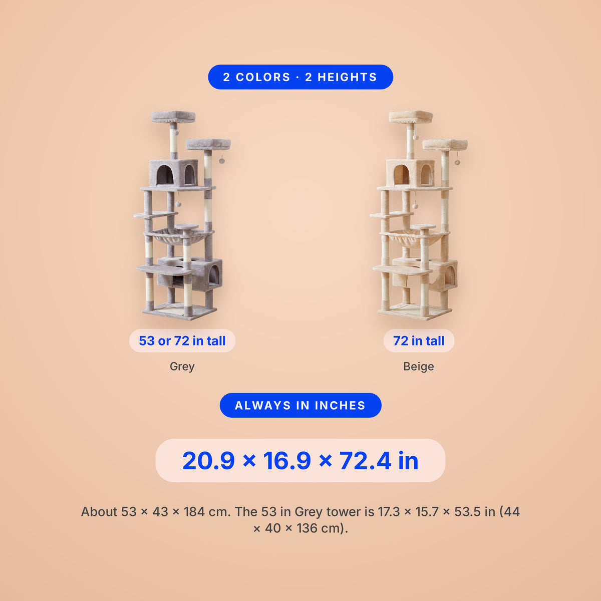 Atlas Tall Cat Tower - size guide blueprint