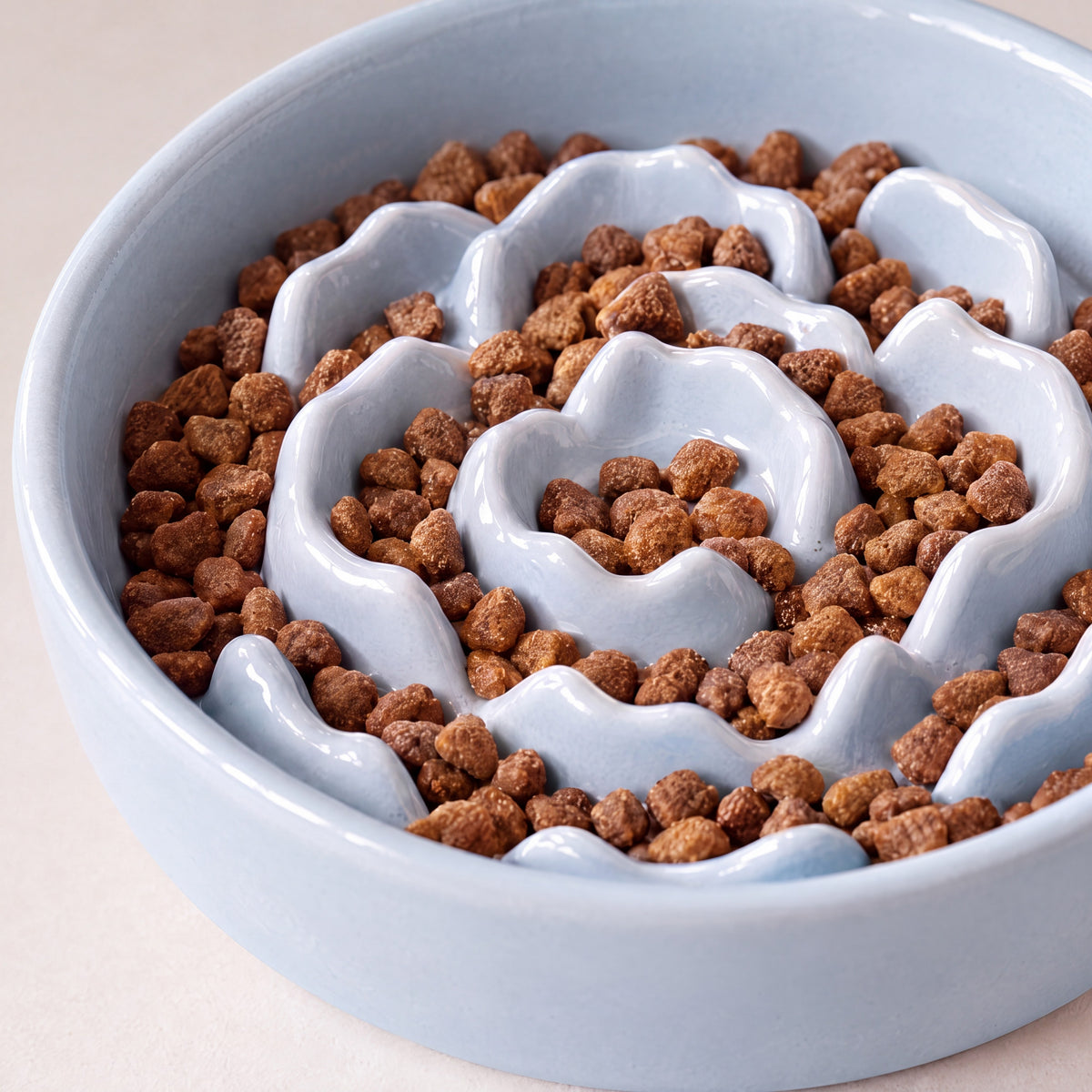 Bloom Slow Feeder Bowl - Blue - close up