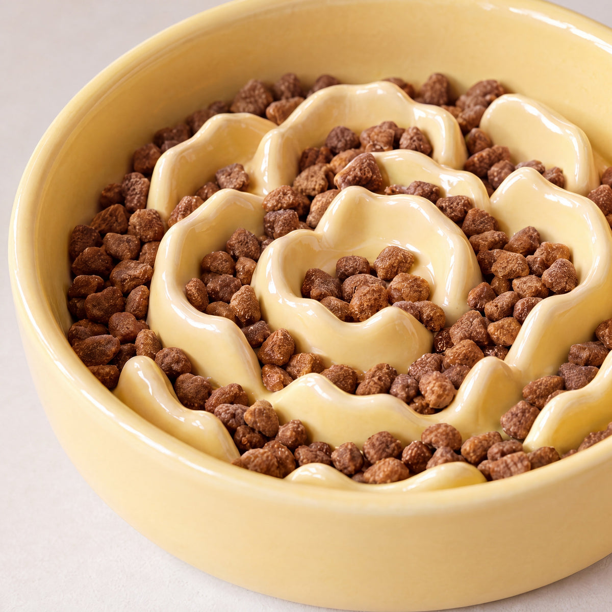 Bloom Slow Feeder Bowl - Yellow - close up