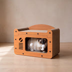 Cabin Scratch House - TV Window 56x30x30cm - with a cat