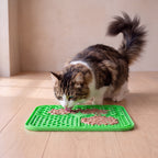 Calm Lick Mat - Green - with a cat