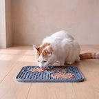 Calm Lick Mat - Grey - with a cat