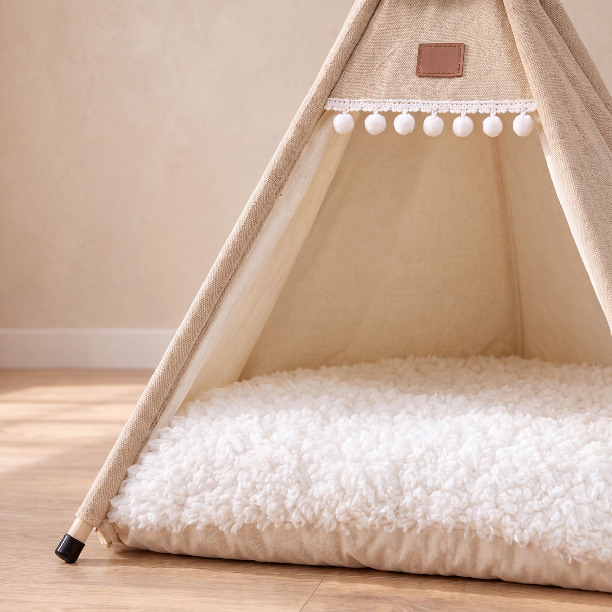 Canvas Teepee Bed - Khaki - close up