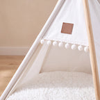 Canvas Teepee Bed - White - close up