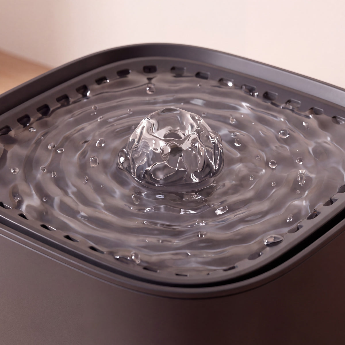 Cube Water Fountain - Black - close up