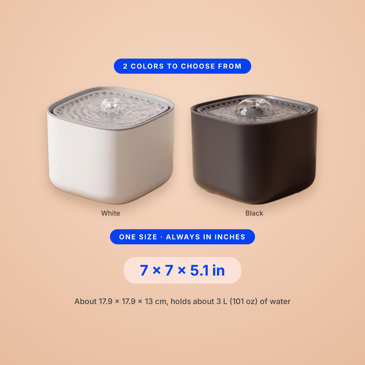 Cube Water Fountain - size guide blueprint