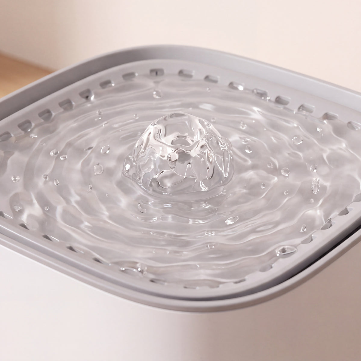 Cube Water Fountain - White - close up