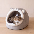 Den Cave Bed - Gray - with a cat