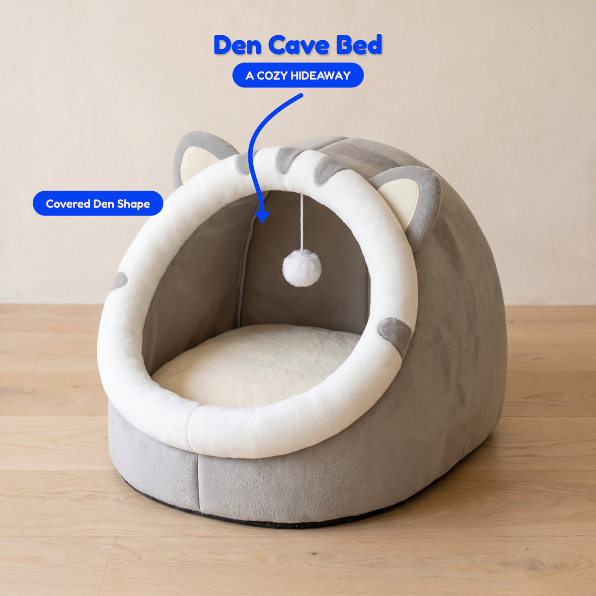 Den Cave Bed - Gray - infographic