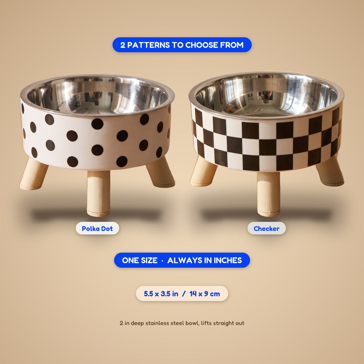 Domino Raised Bowl - size guide blueprint