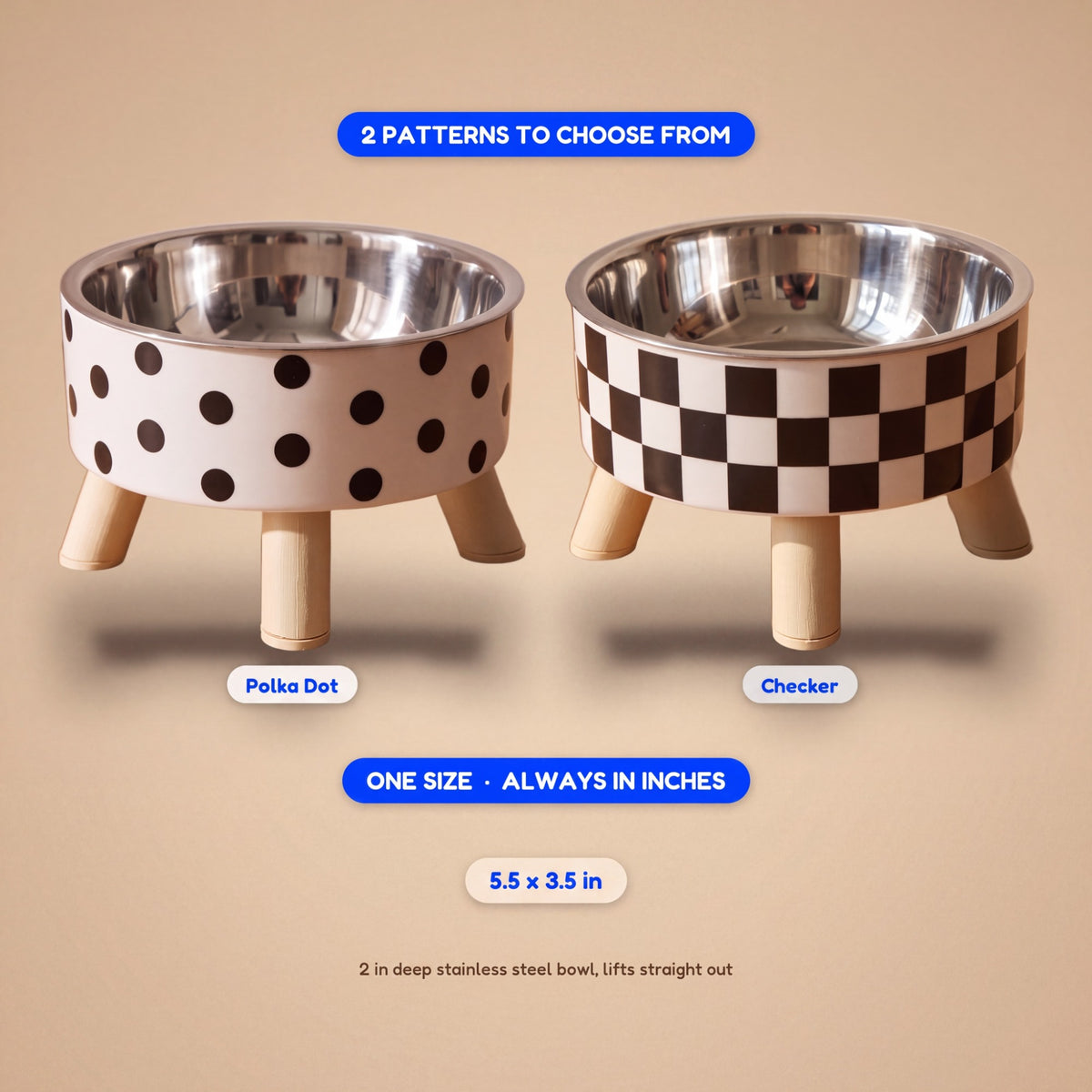 Domino Raised Bowl - size guide blueprint
