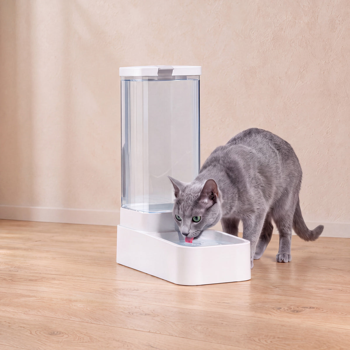 Flow Gravity Feeder Set - Water Dispenser 3.8 L - with a cat