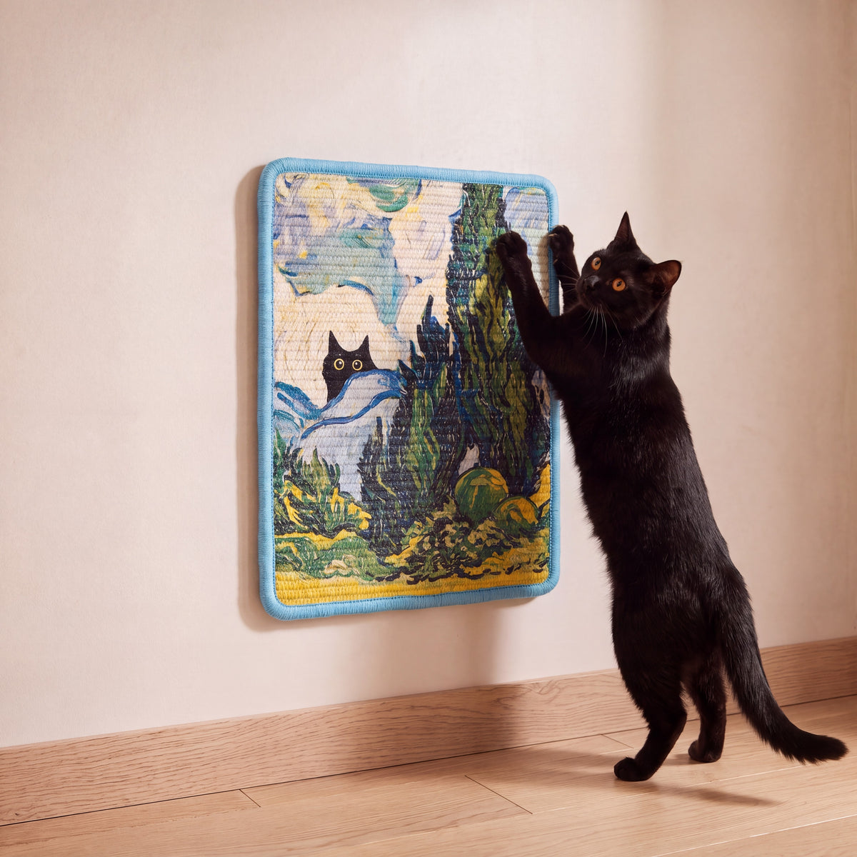 Gallery Wall Scratch Pad - Cypress Field - with a cat