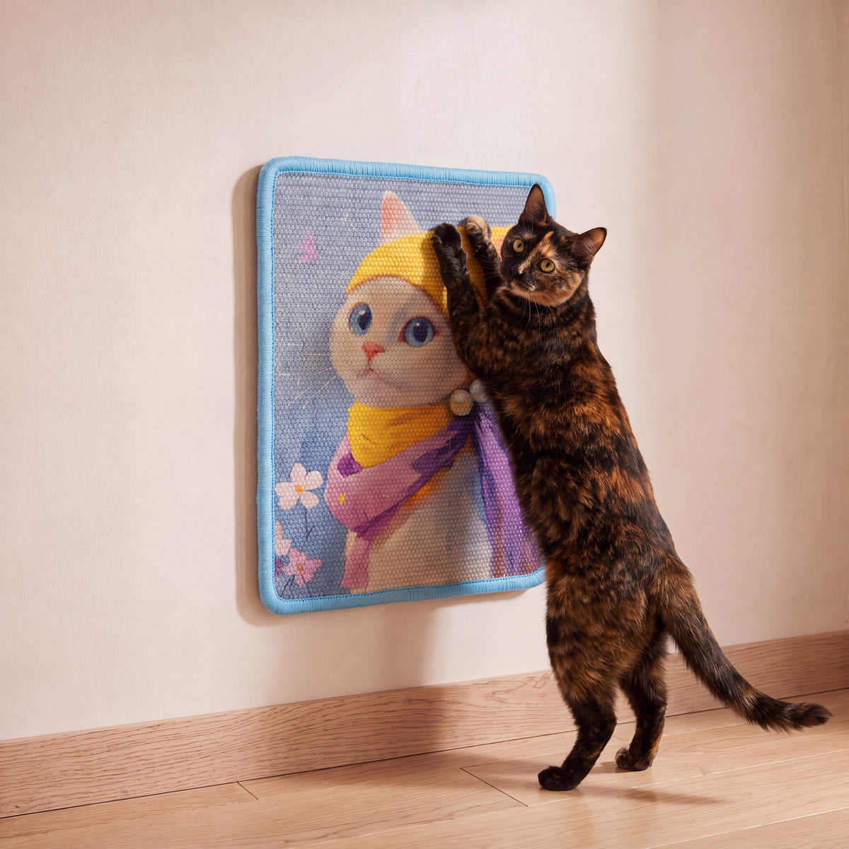 Gallery Wall Scratch Pad - Pearl Cat - with a cat