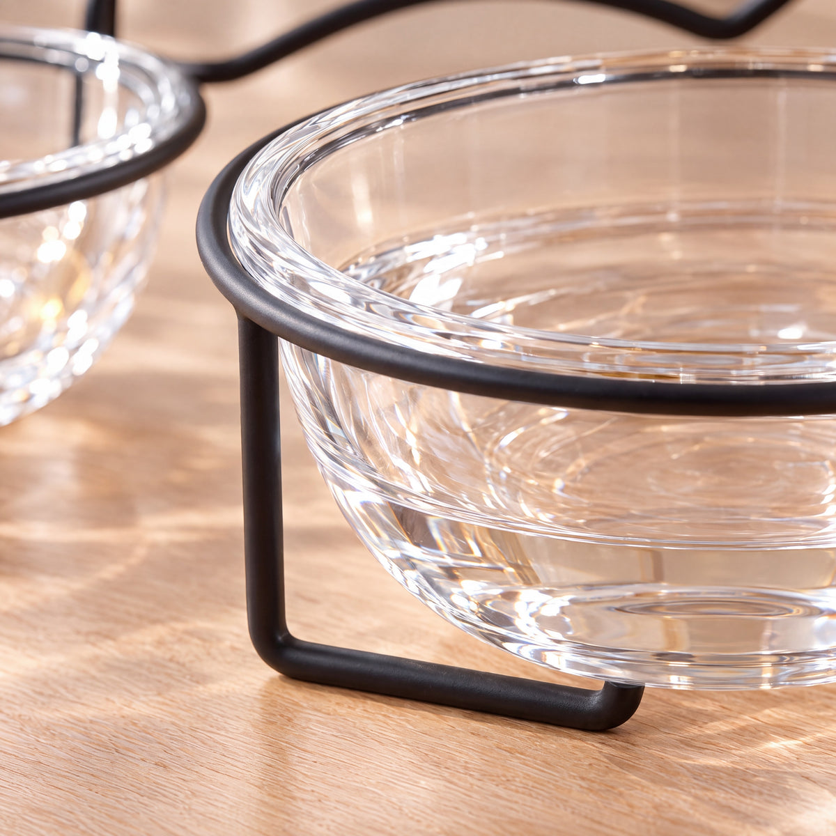 Gleam Glass Bowl Stand - Black Double 2x300 ml - close up