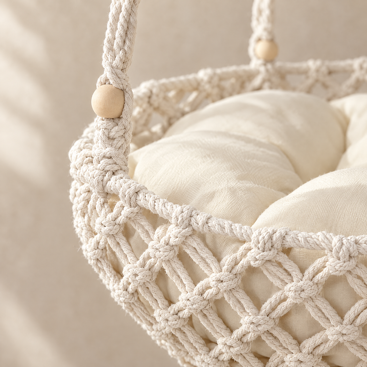 Boho Macrame Swing Bed - close up