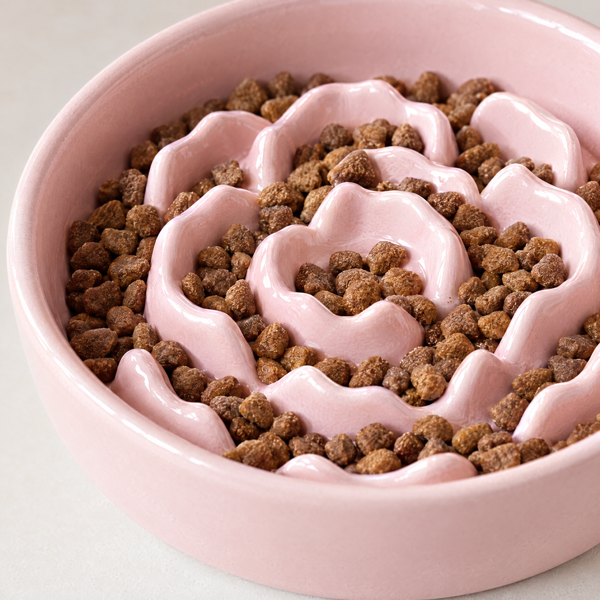 Bloom Slow Feeder Bowl - Pink - close up