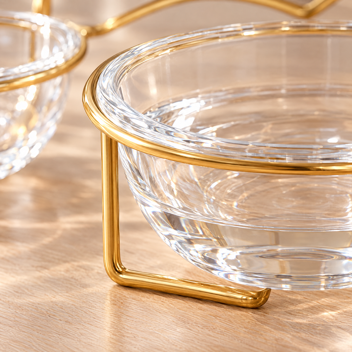 Gleam Glass Bowl Stand - Gold Double 2x300 ml - close up