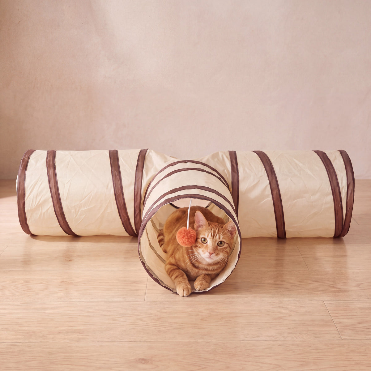 Hide Play Tunnel - T-Shape - with a cat