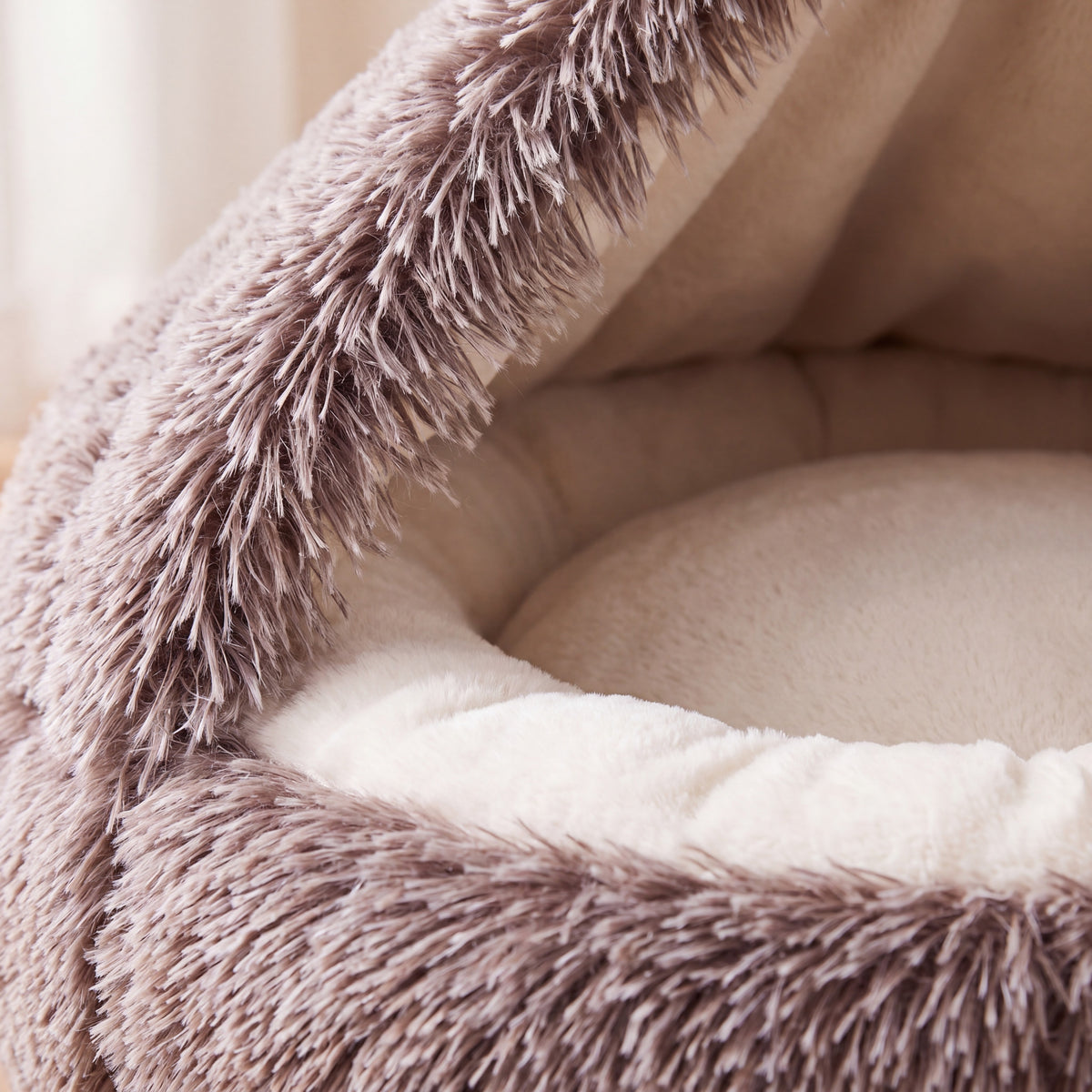 Hideaway Hooded Bed - Mocha - close up