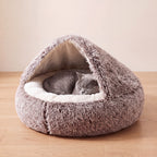 Hideaway Hooded Bed - Mocha - with a cat