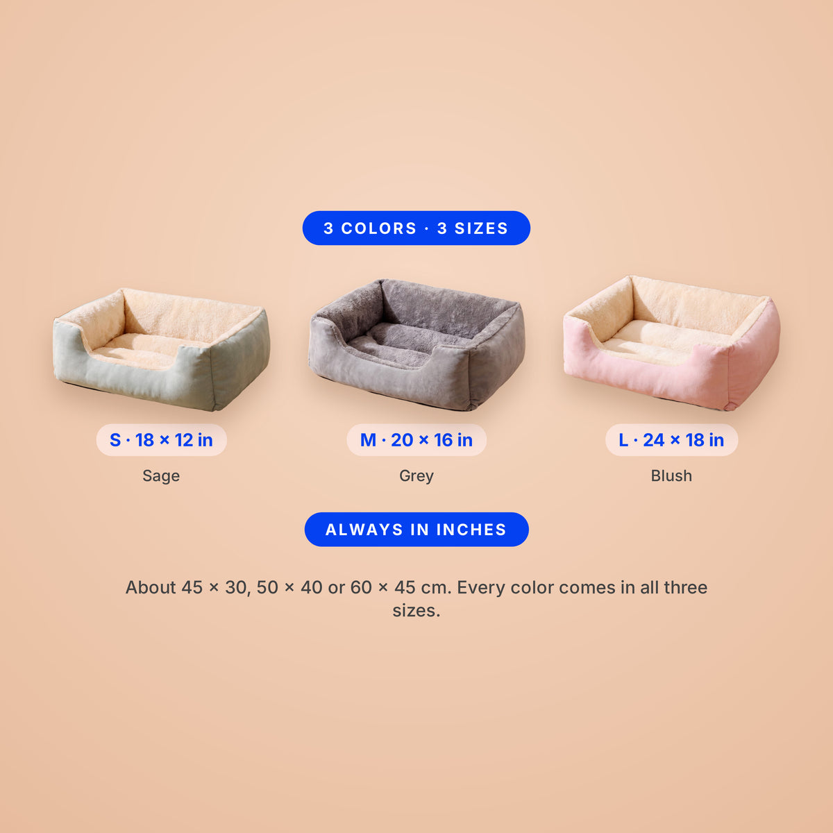 Hug Bolster Bed - size guide blueprint