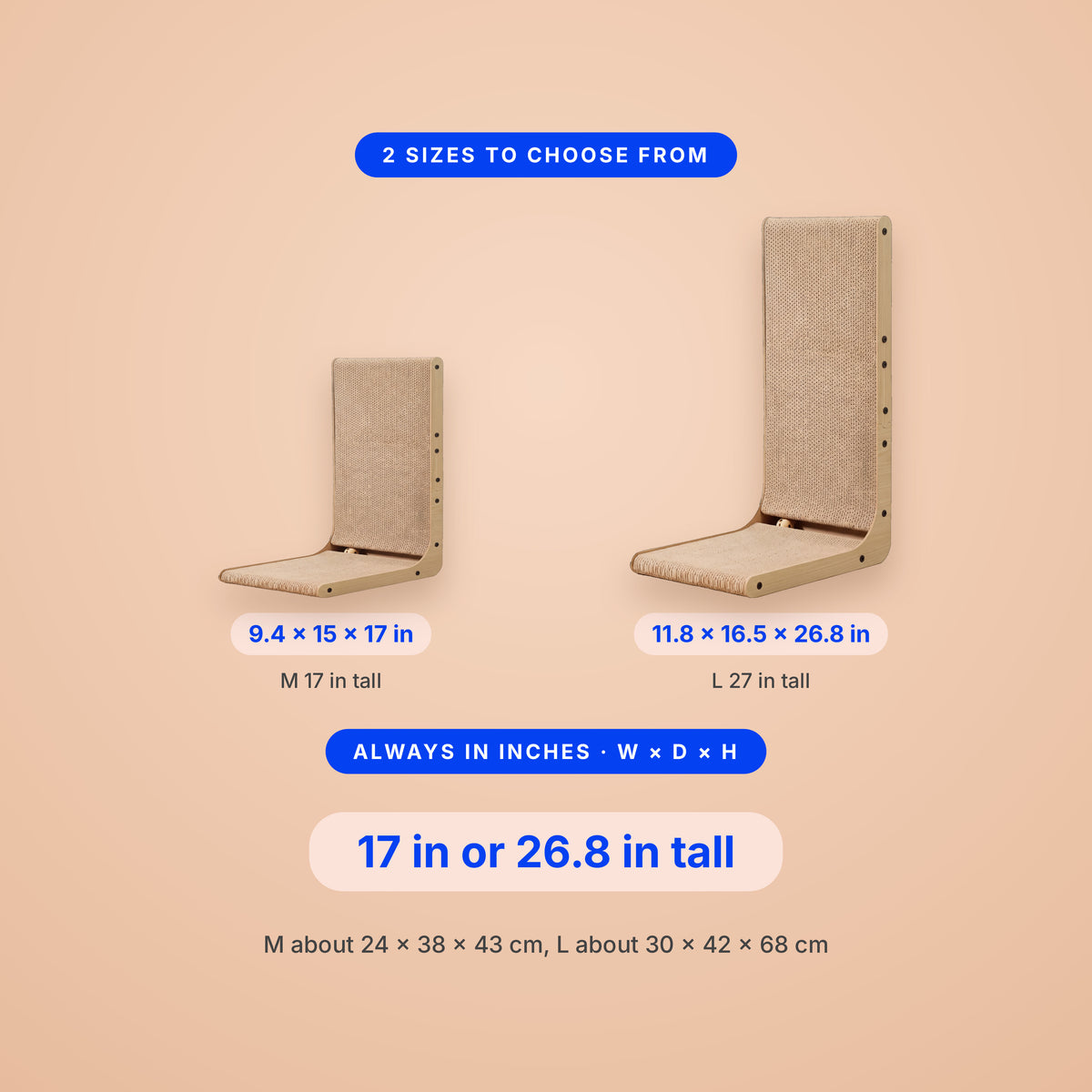 Lean L Scratcher - size guide blueprint