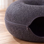 Loop Felt Tunnel Bed - Dark Grey with hole - close up