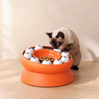 Maze Puzzle Feeder - Orange - with a cat