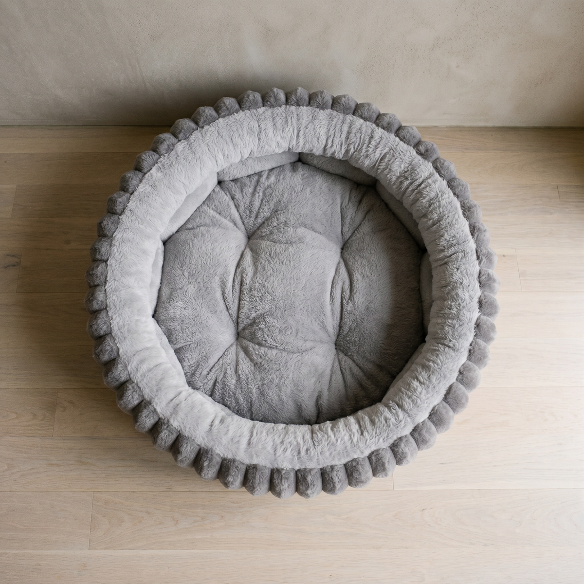 Nest Plush Bed - GRAY - overhead