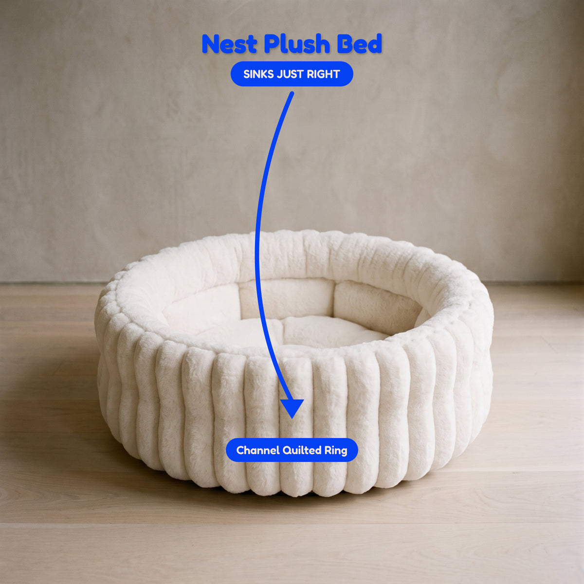 Nest Plush Bed - WHITE - infographic