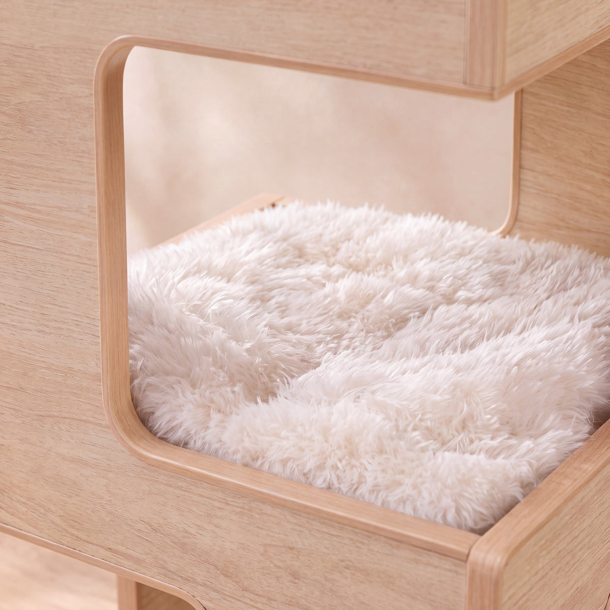 Nightstand Cat Condo - Beige - close up