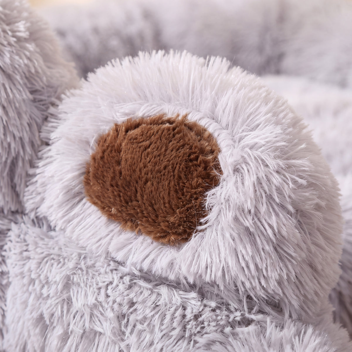 Paw Plush Bed - Light Grey - close up