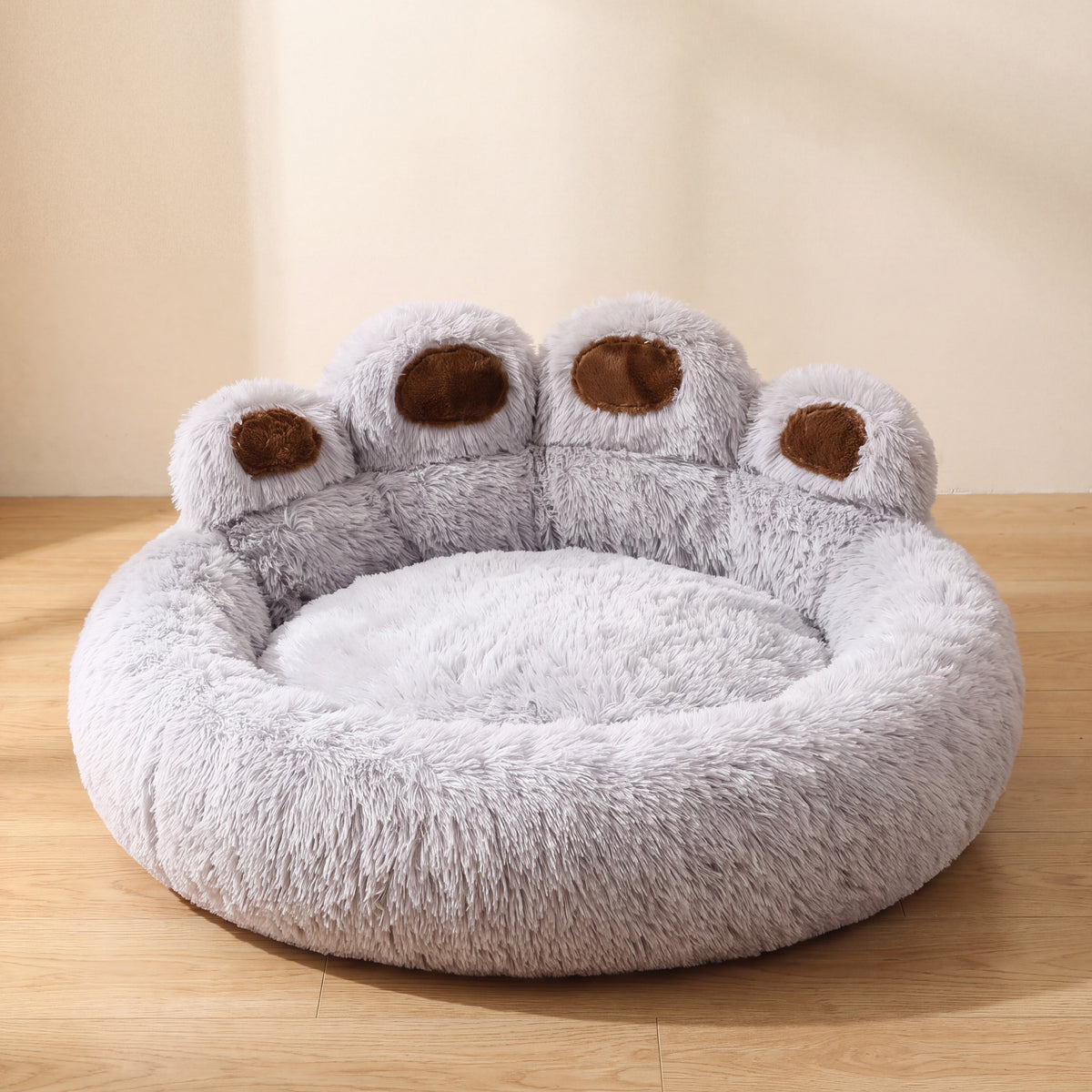 Paw Plush Bed - Light Grey - hero