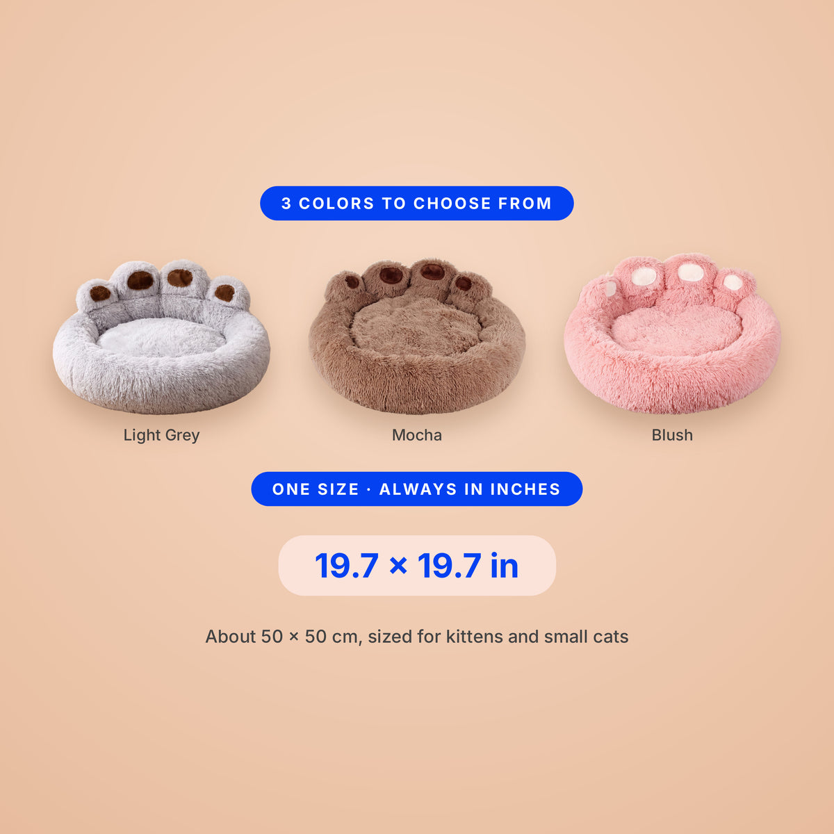Paw Plush Bed - size guide blueprint