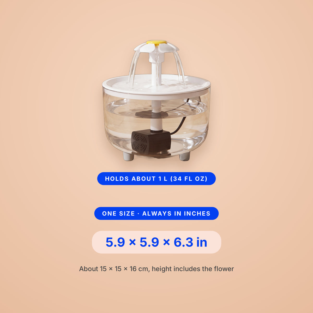 Petal Flower Fountain - size guide blueprint