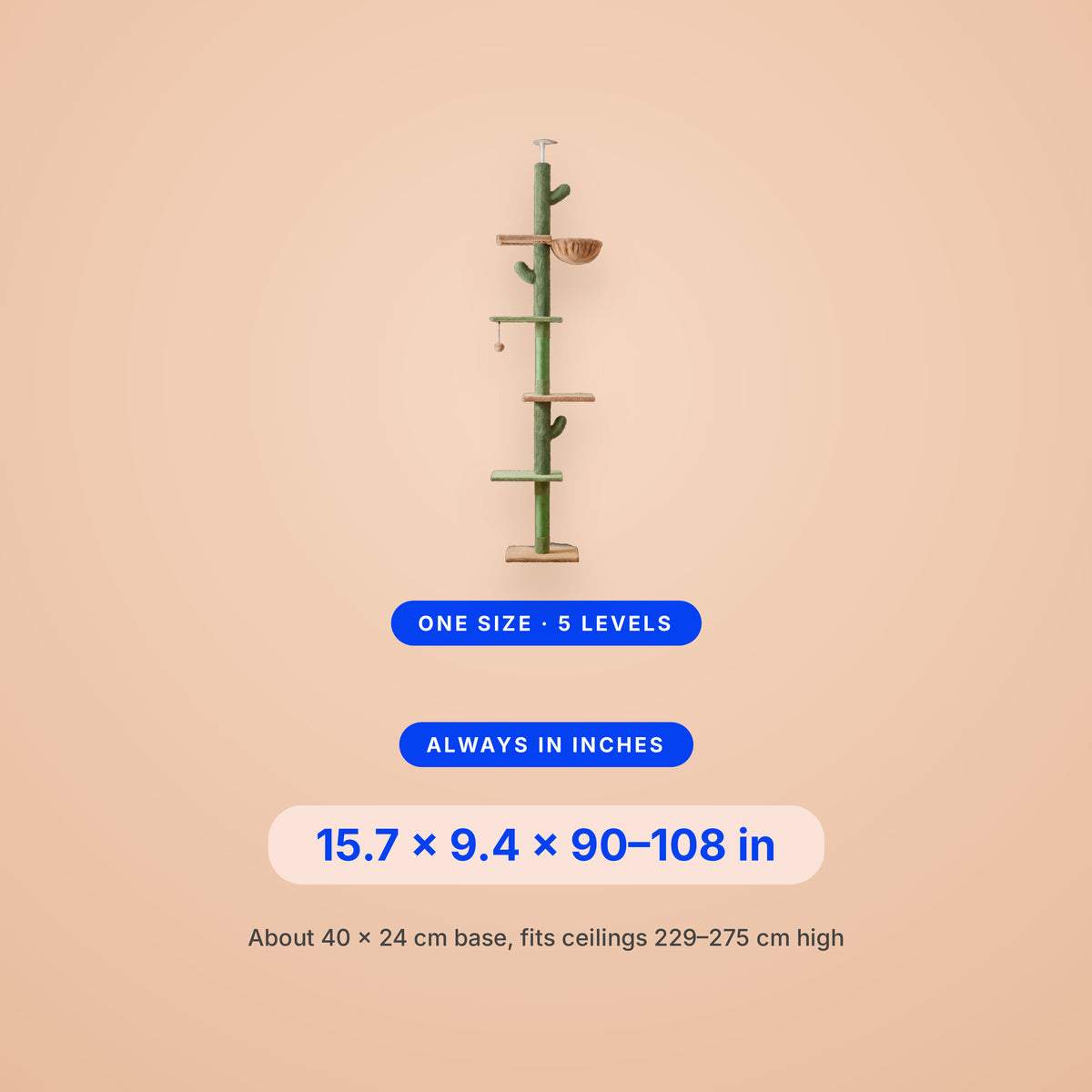 Saguaro Cactus Cat Tower - size guide blueprint