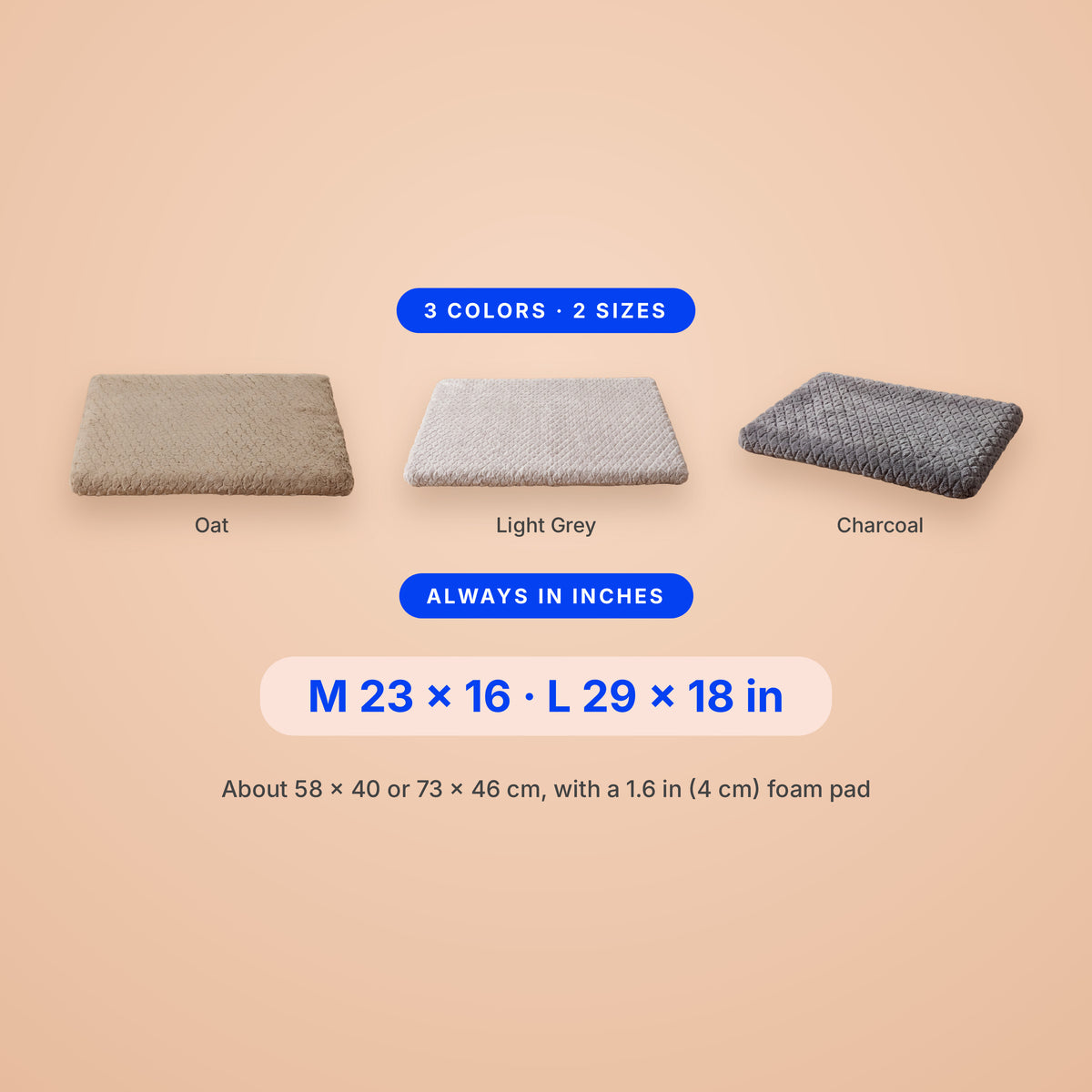Settle Foam Bed - size guide blueprint