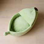 Snug Banana Bed light green banana cat bed - overhead