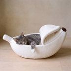 Snug Banana Bed white banana cat bed - feature
