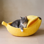 Snug Banana Bed yellow banana cat bed - feature