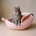 Snug Banana Bed pink banana cat bed - feature