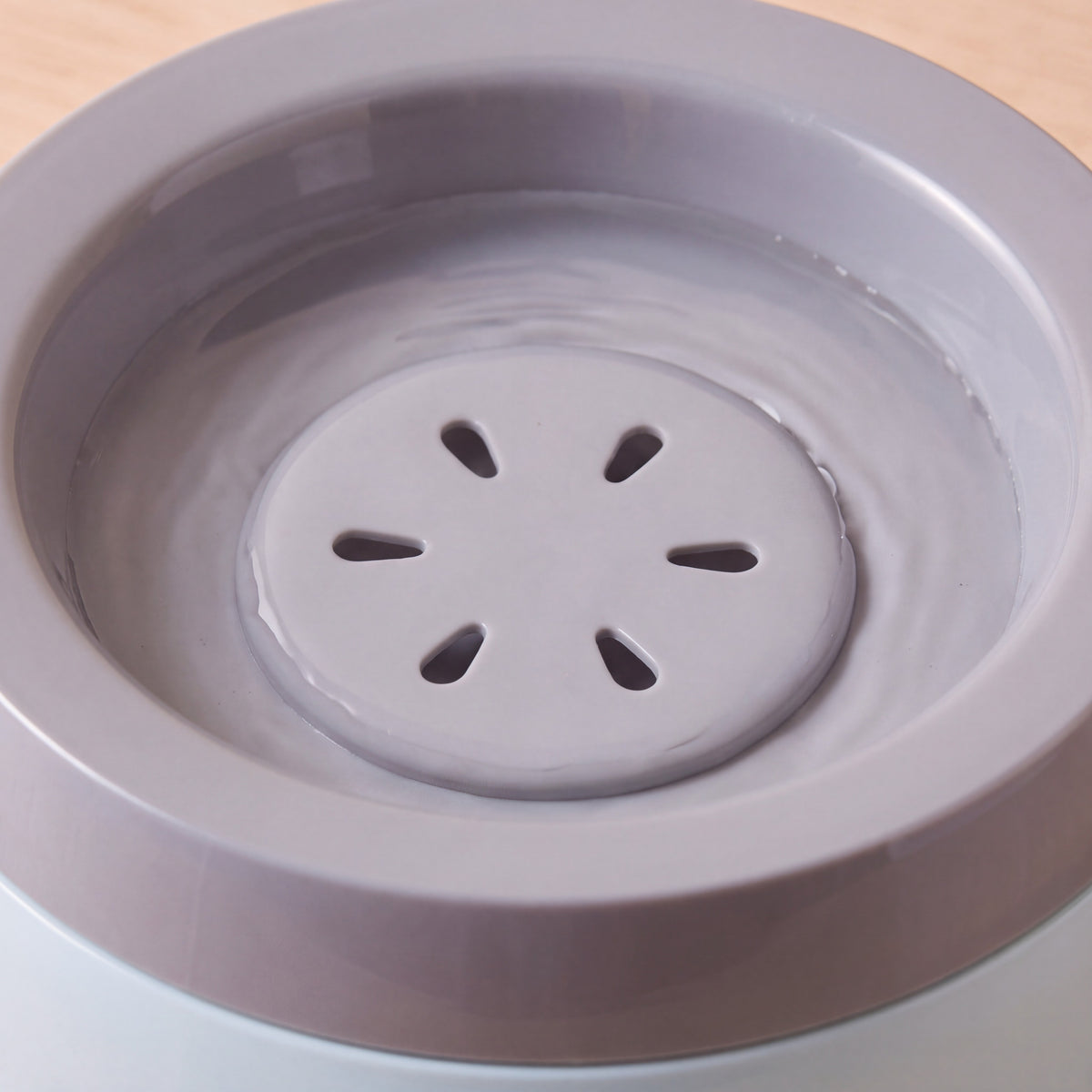 Still No-Spill Bowl - Mist Blue - close up