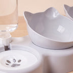 Twin Ear Feeding Station - Grey - close up